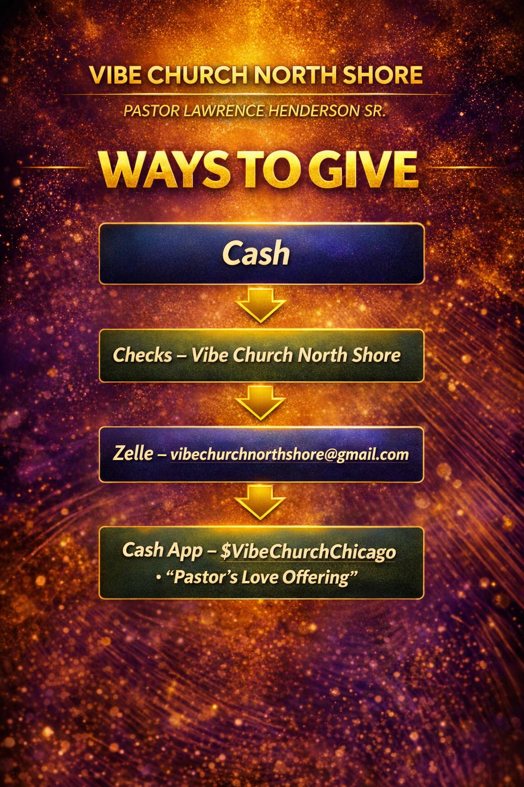 Vibe Church North Shore — Ways to Give flyer